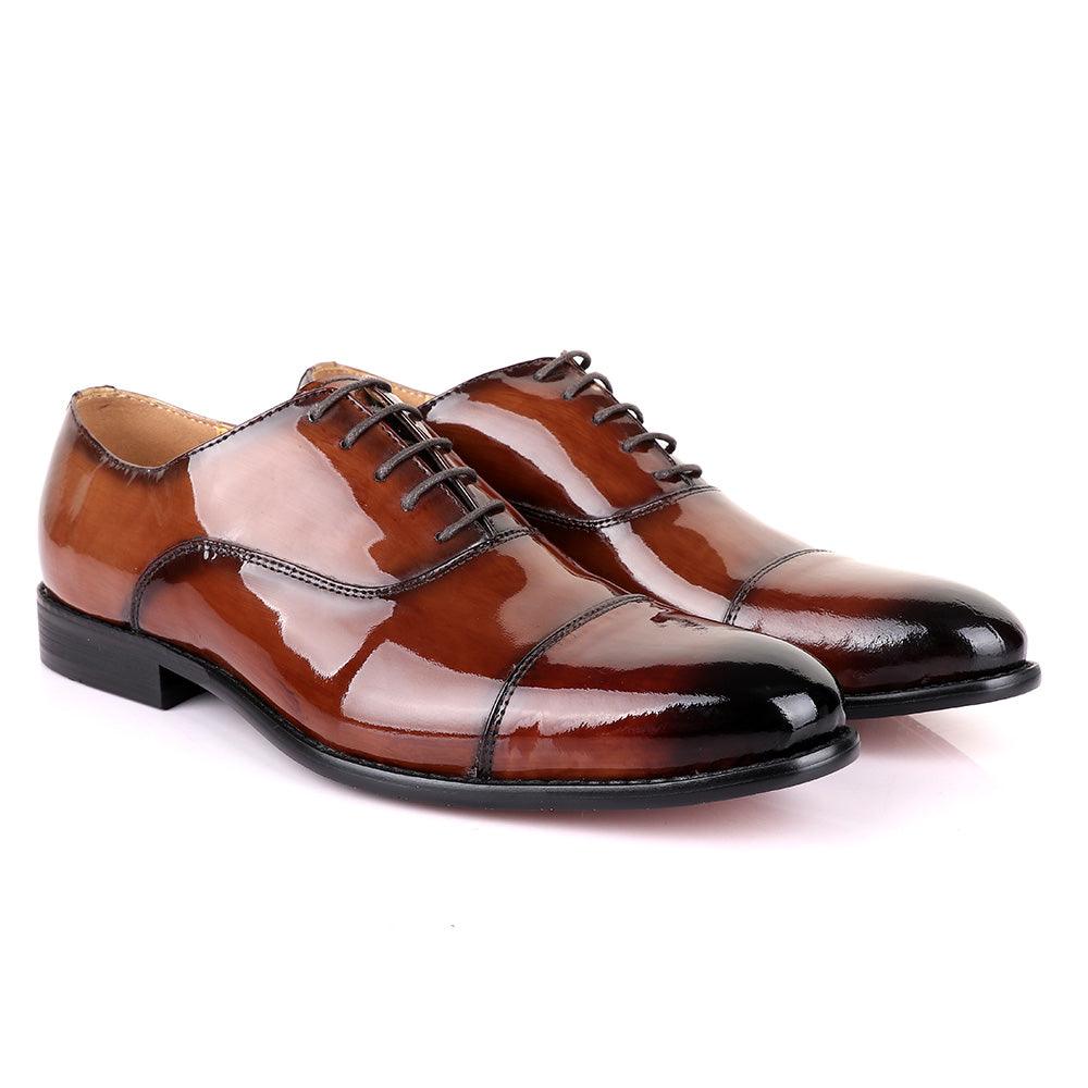 John Mendson Laceup Wetlips Brown Leather Shoe - Obeezi.com