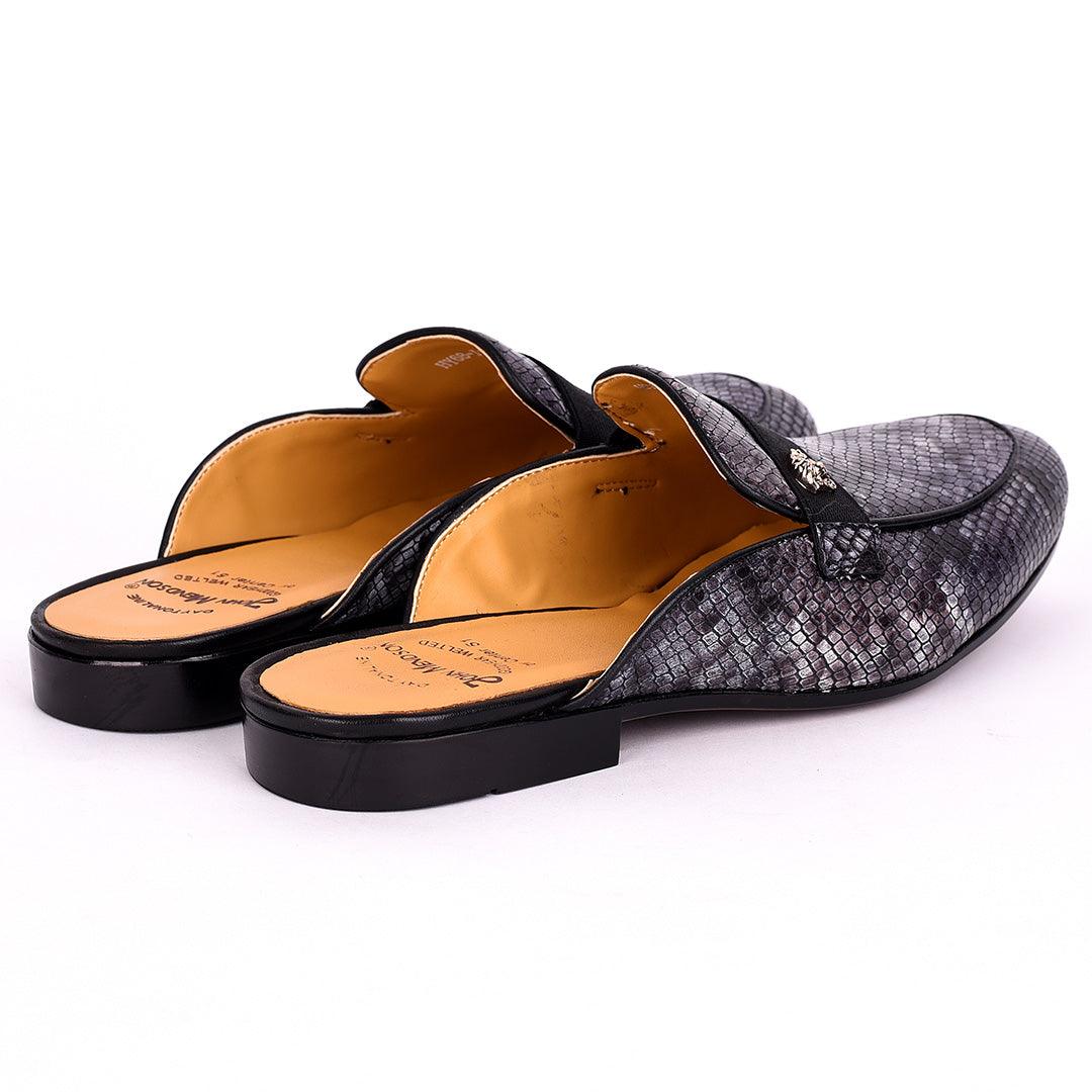 John Mendson Medusa Head Croc Leather Men's Half Shoe - Obeezi.com