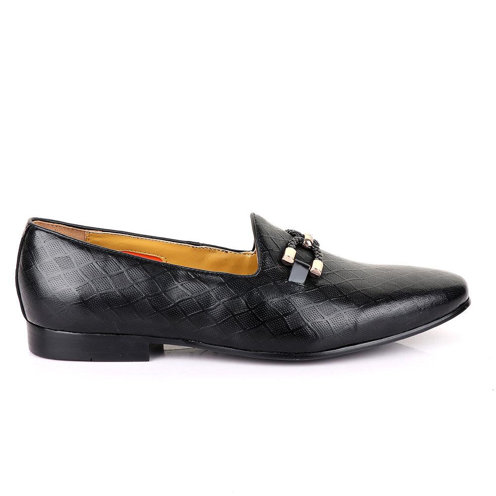 John Mendson Net Black Leather Shoe - Obeezi.com