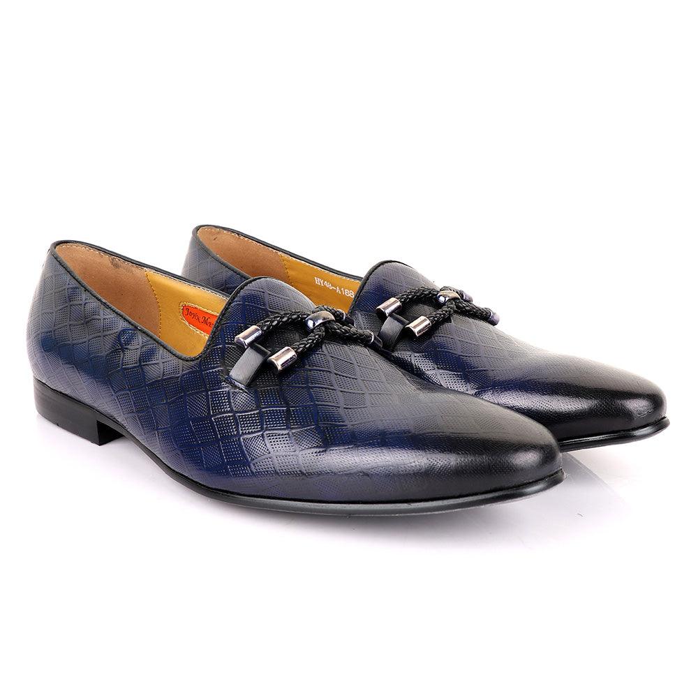 John Mendson Net Blue Leather Shoe - Obeezi.com