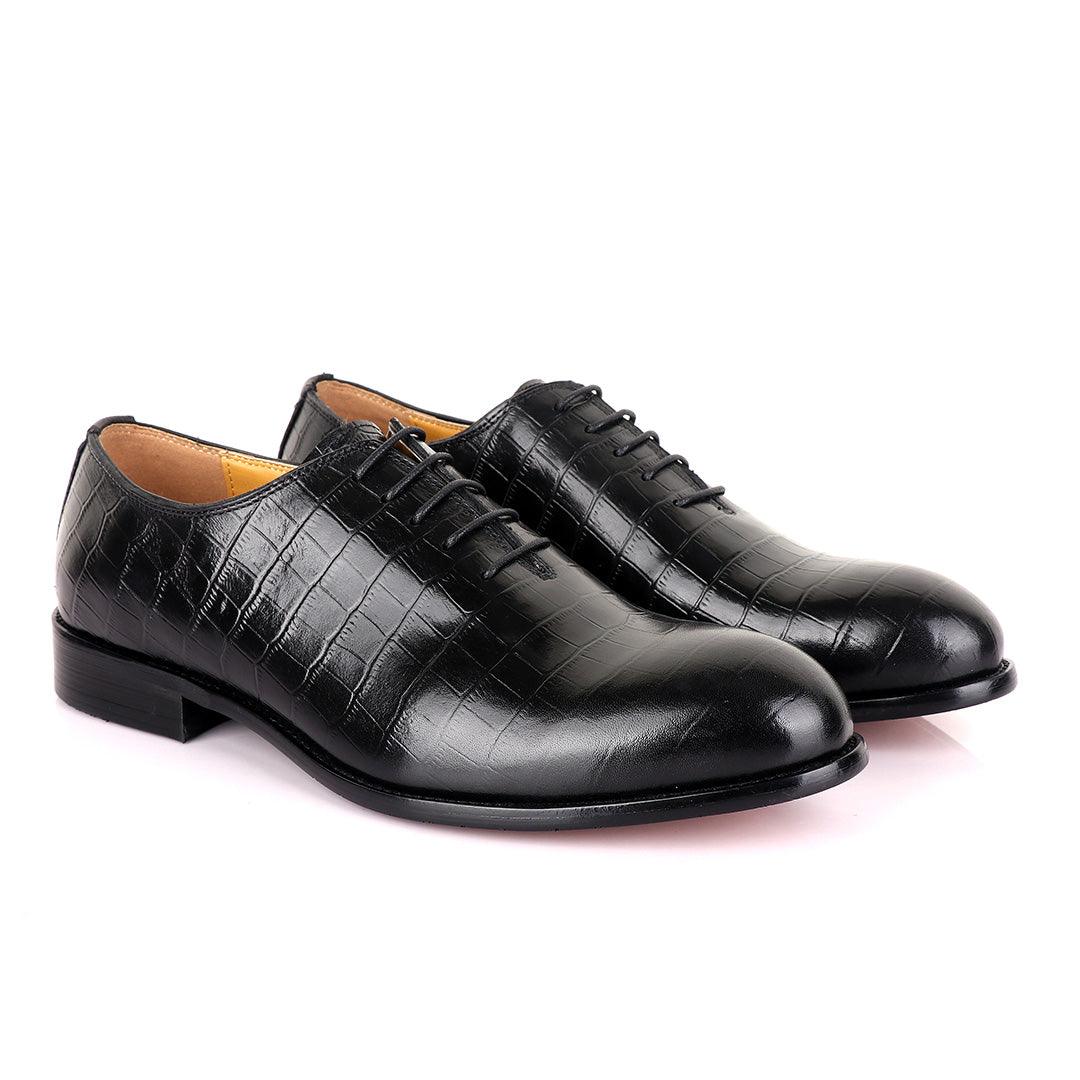 John Mendson Oxford Croc Lace up Leather Shoe - Obeezi.com