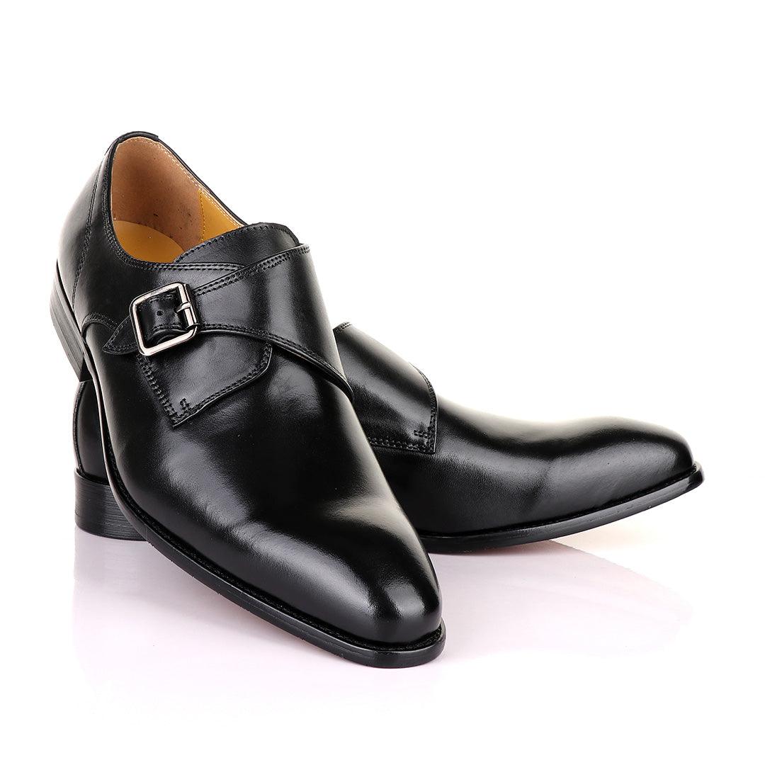 John Mendson Single Strap Black Leather Shoe - Obeezi.com