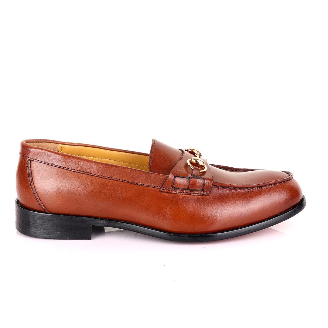 John Mendson Smooth Leather Brown Loafers - Obeezi.com