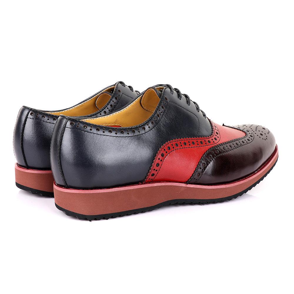 John Mendson Welted Classic Blue And Coffee/Red Shoe - Obeezi.com
