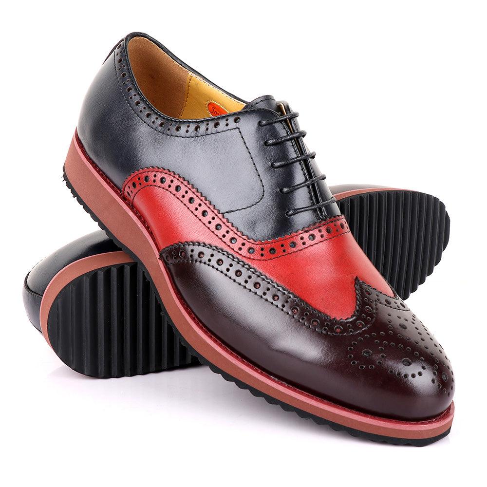 John Mendson Welted Classic Blue And Coffee/Red Shoe - Obeezi.com