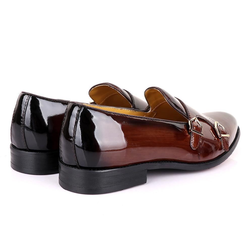 John Mendson Wetlips Double Monk Strap Leather Shoe-Coffee - Obeezi.com