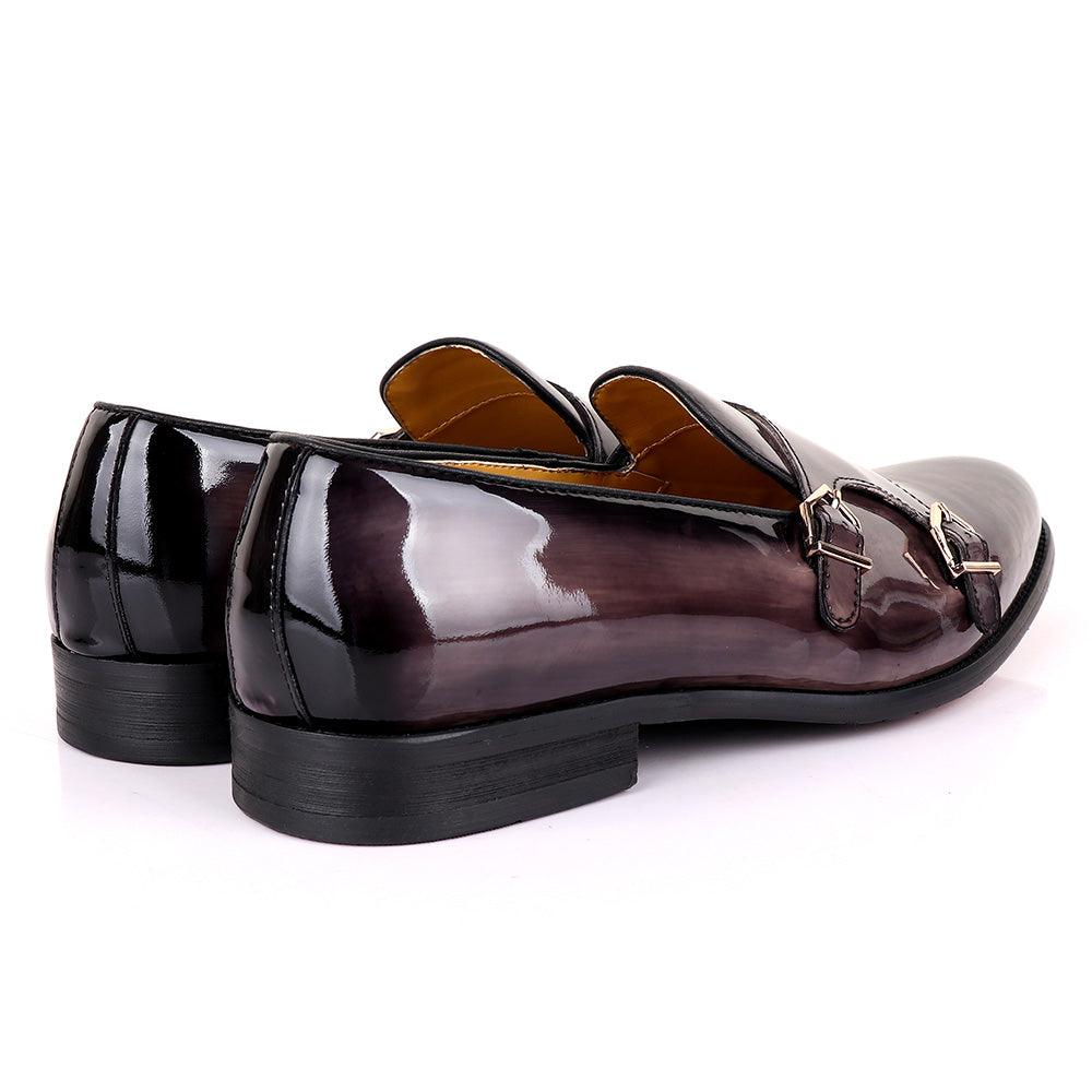 John Mendson Wetlips Double Monk Strap Leather Shoe-Grey - Obeezi.com