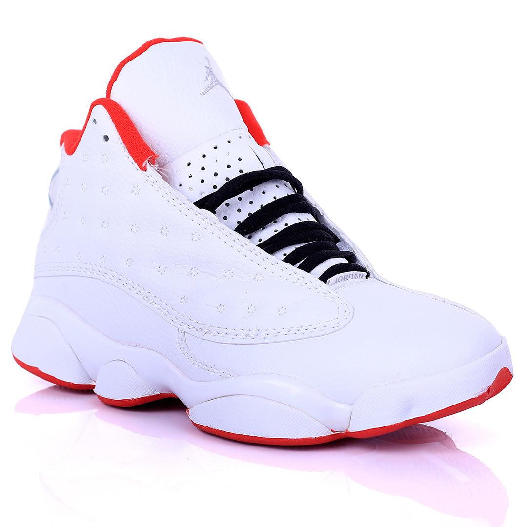 Jord White Dotted Skin With Red Designed Classic Retro sneakers - Obeezi.com