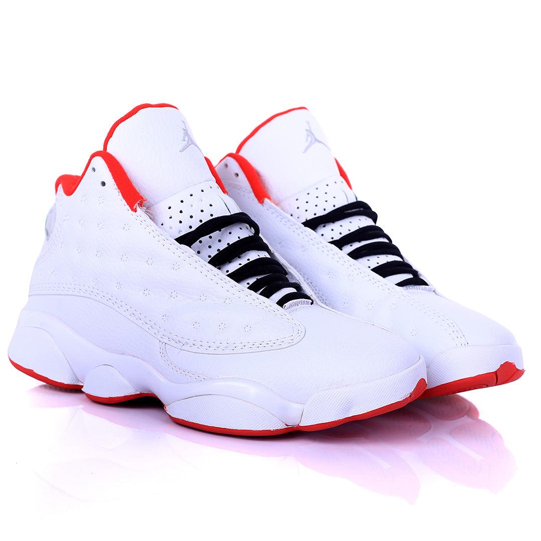 Jord White Dotted Skin With Red Designed Classic Retro sneakers - Obeezi.com