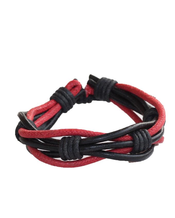 Jstarmart Black Red Leather Wrist Band With Set Of Two Wrist Bands - Obeezi.com