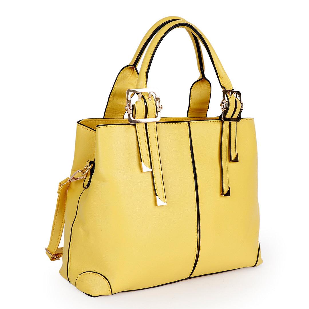 Kattee Style Genuine Leather Tote Bag Yellow - Obeezi.com