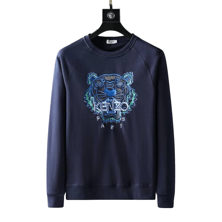 Kenz Full Embroidery Tiger Logo Sweatshirt - Navy Blue - Obeezi.com