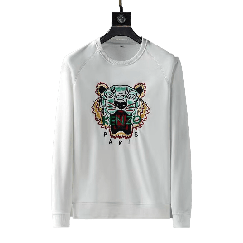Kenz Full Embroidery Tiger Logo Sweatshirt - White - Obeezi.com