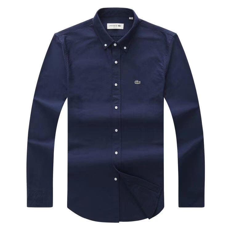 Lacoste Custom Fits Long sleeve NavyBlue Shirts - Obeezi.com