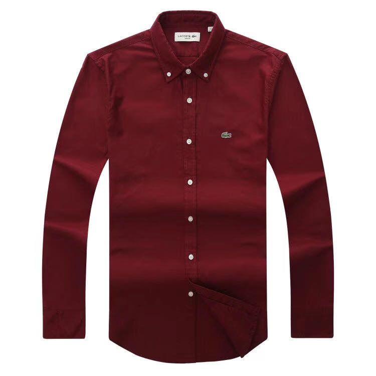 Lacoste Custom Fits Long sleeve Wine Shirts - Obeezi.com
