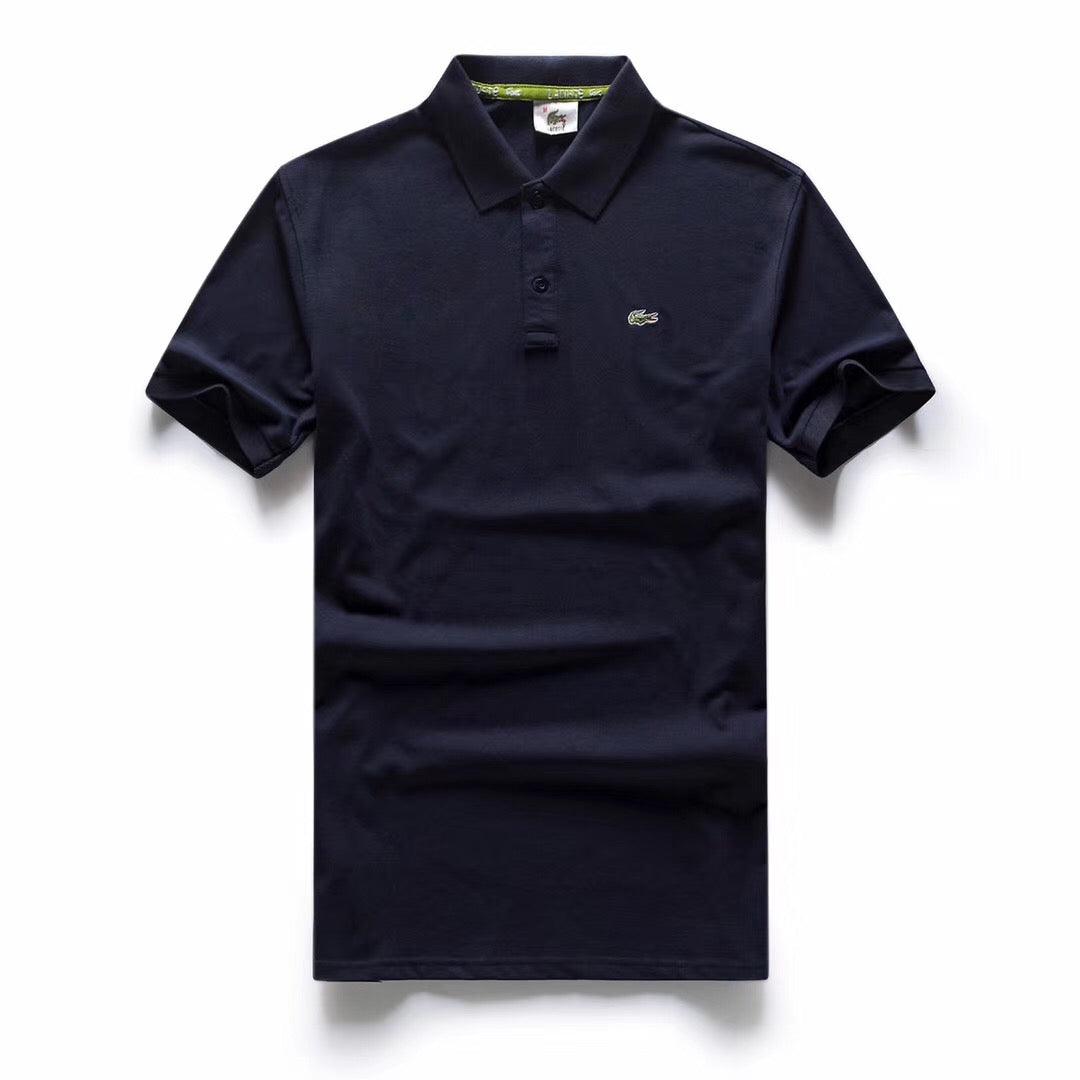 Lacoste Custom Fitted Polo Neck Plain T-Shirt NavyBlue - Obeezi.com