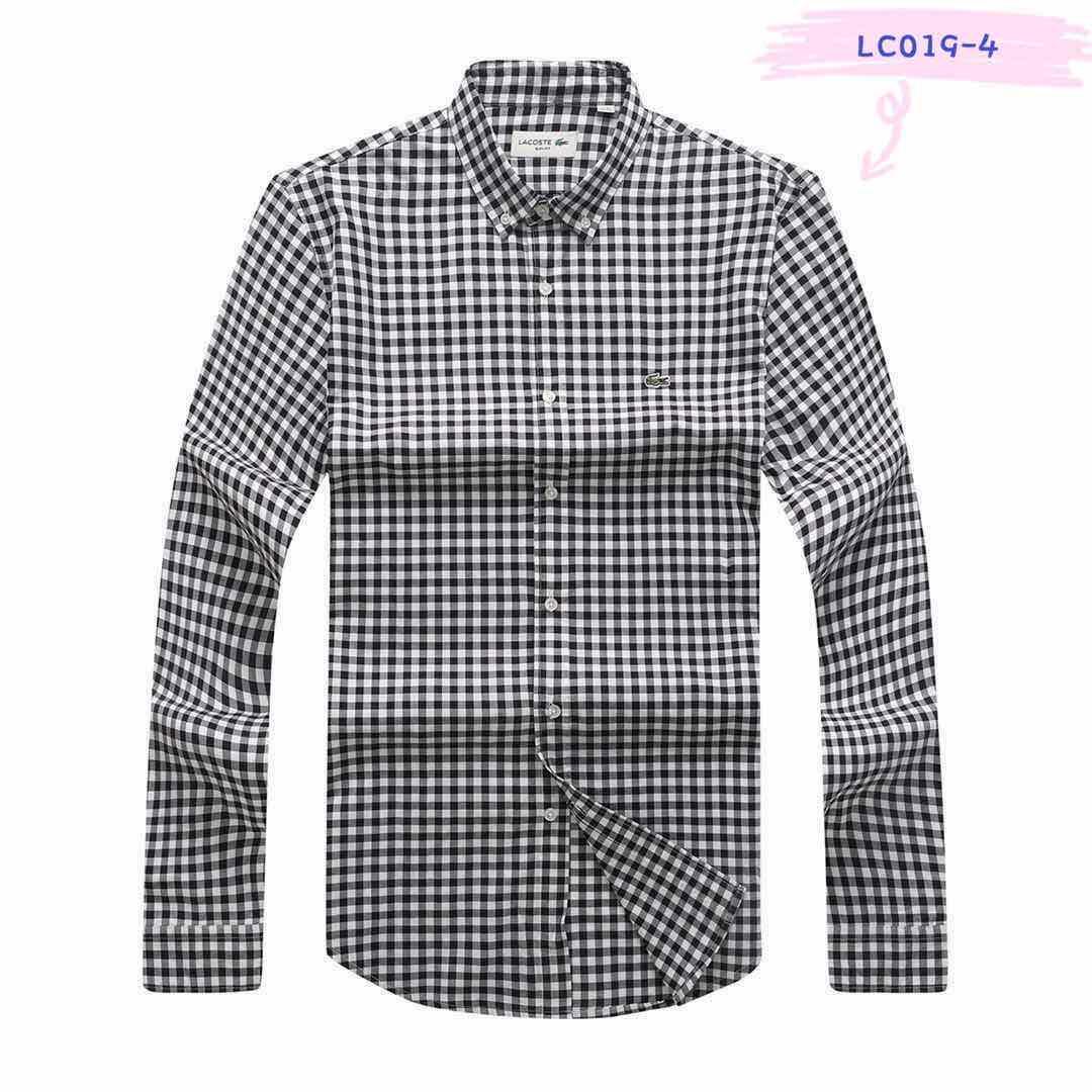 Lacoste Gingham Cotton Long Sleeve Shirt- Black - Obeezi.com