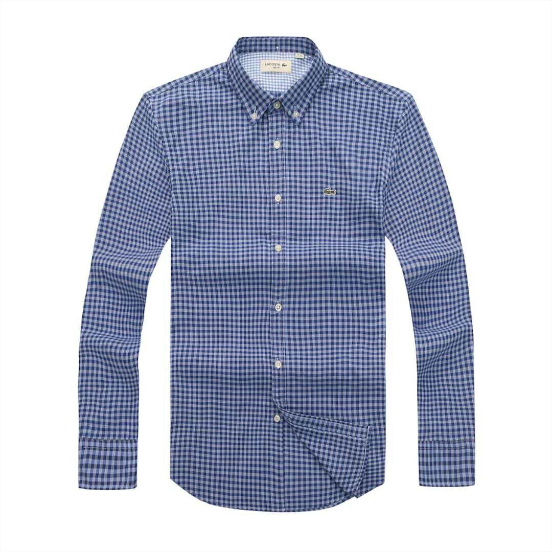 Lacoste Long sleeve Button-Down Crest logo Dark Blue Longsleeve Shirt - Obeezi.com