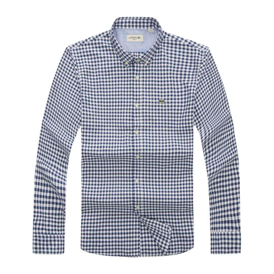 Lacoste Long sleeve Button-Down Crest logo Light Blue Longsleeve Shirt - Obeezi.com