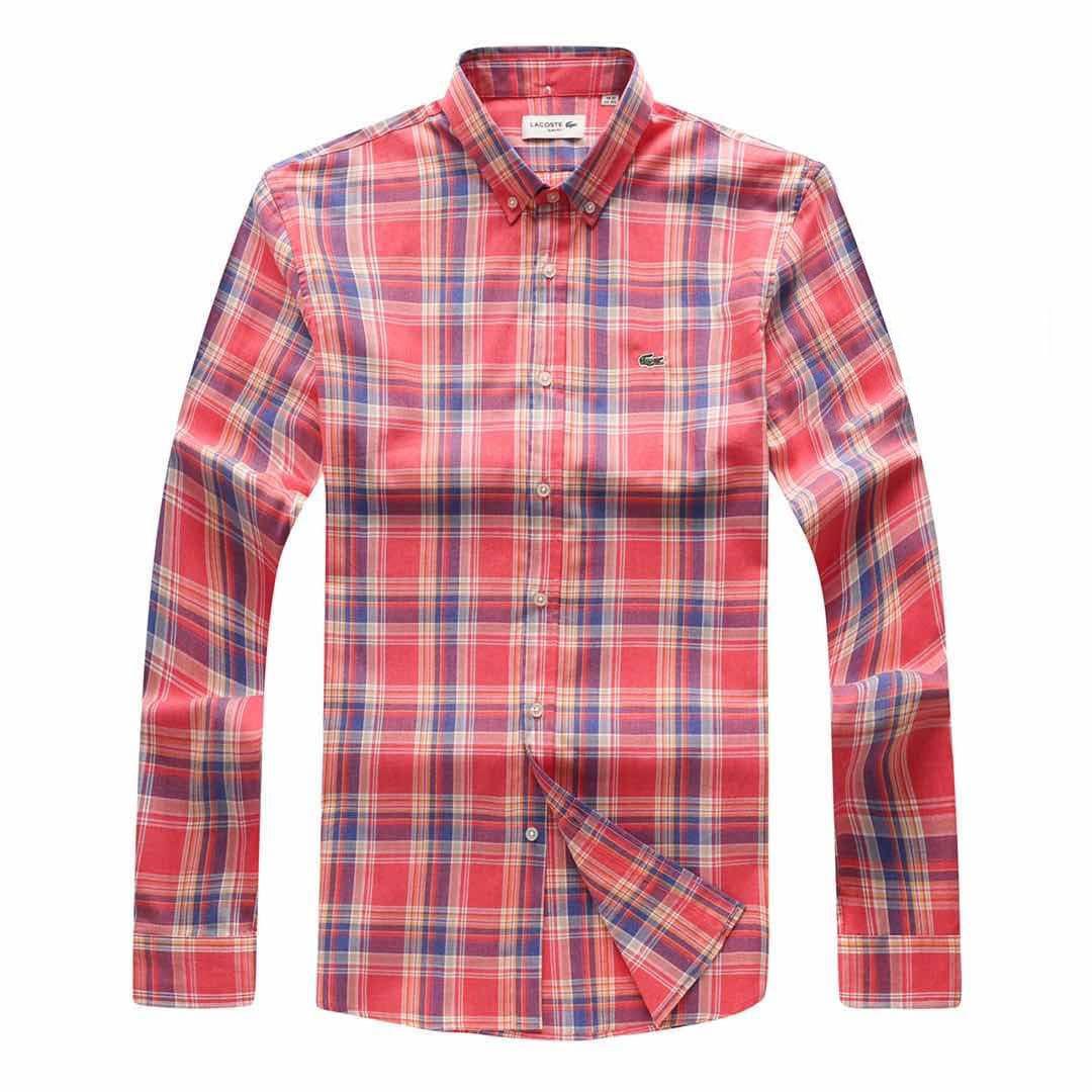 Lacoste Men's 100% Cotton Collar Button down Multi- Coloured Striped Long Sleeve Shirt - Obeezi.com