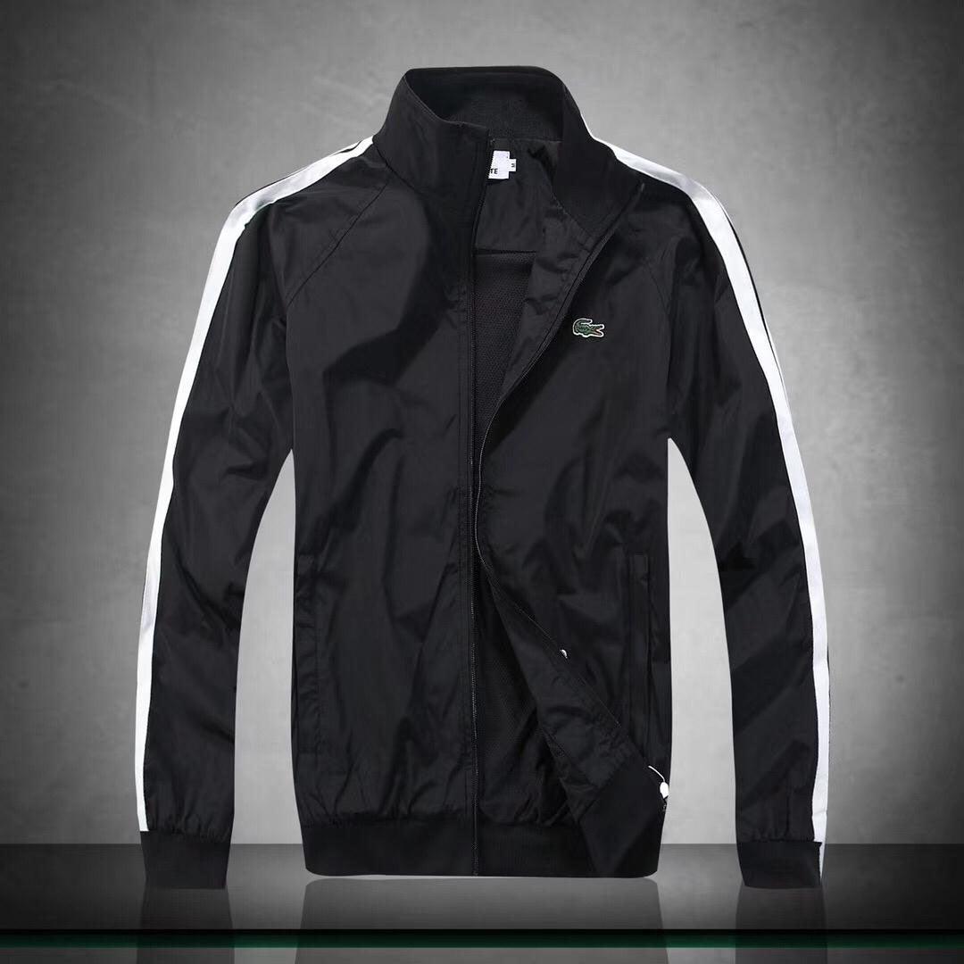 Lacoste Men's Lightweight Hand Striped Jacket- Black - Obeezi.com