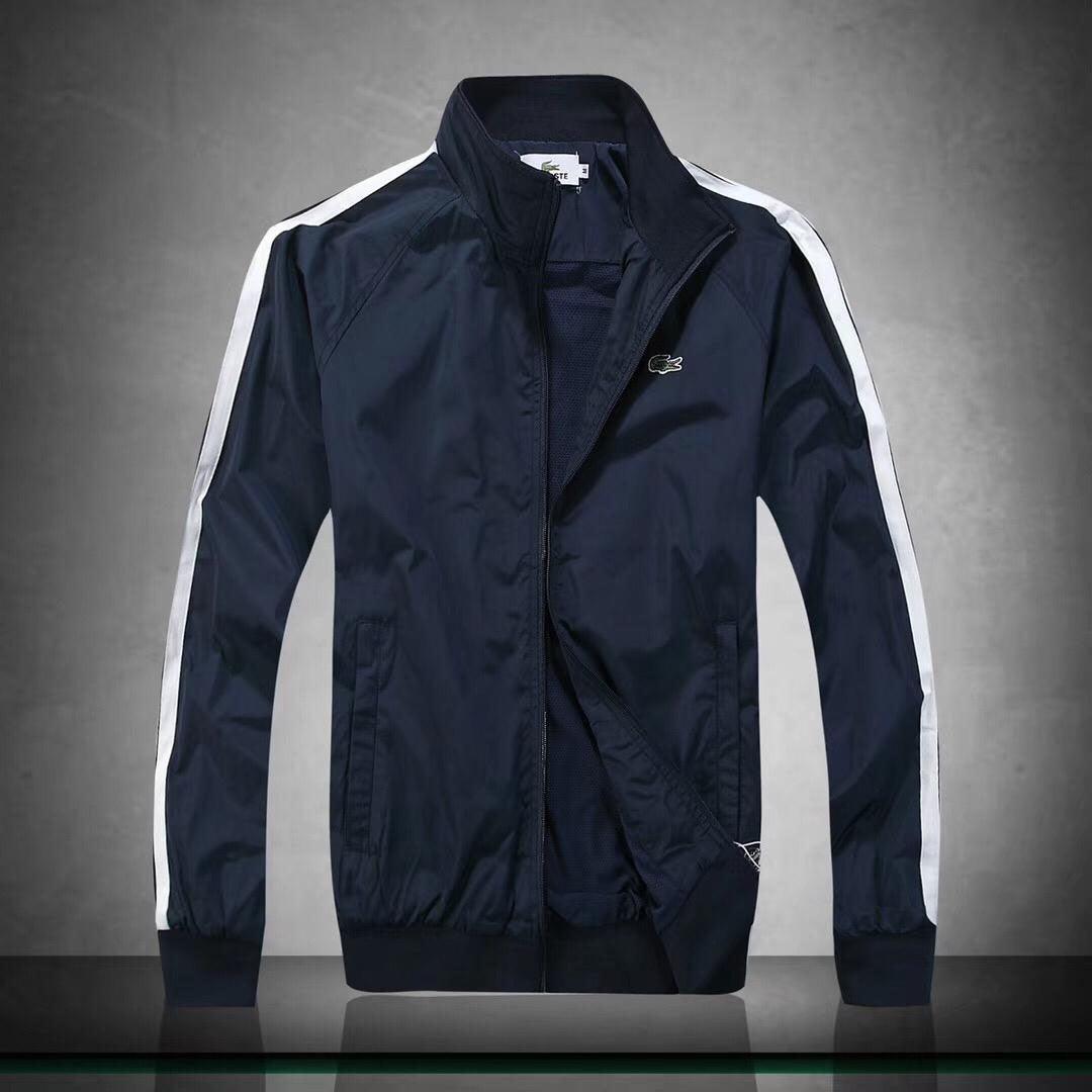 Lacoste Men's Lightweight Hand Striped Jacket- NavyBlue - Obeezi.com