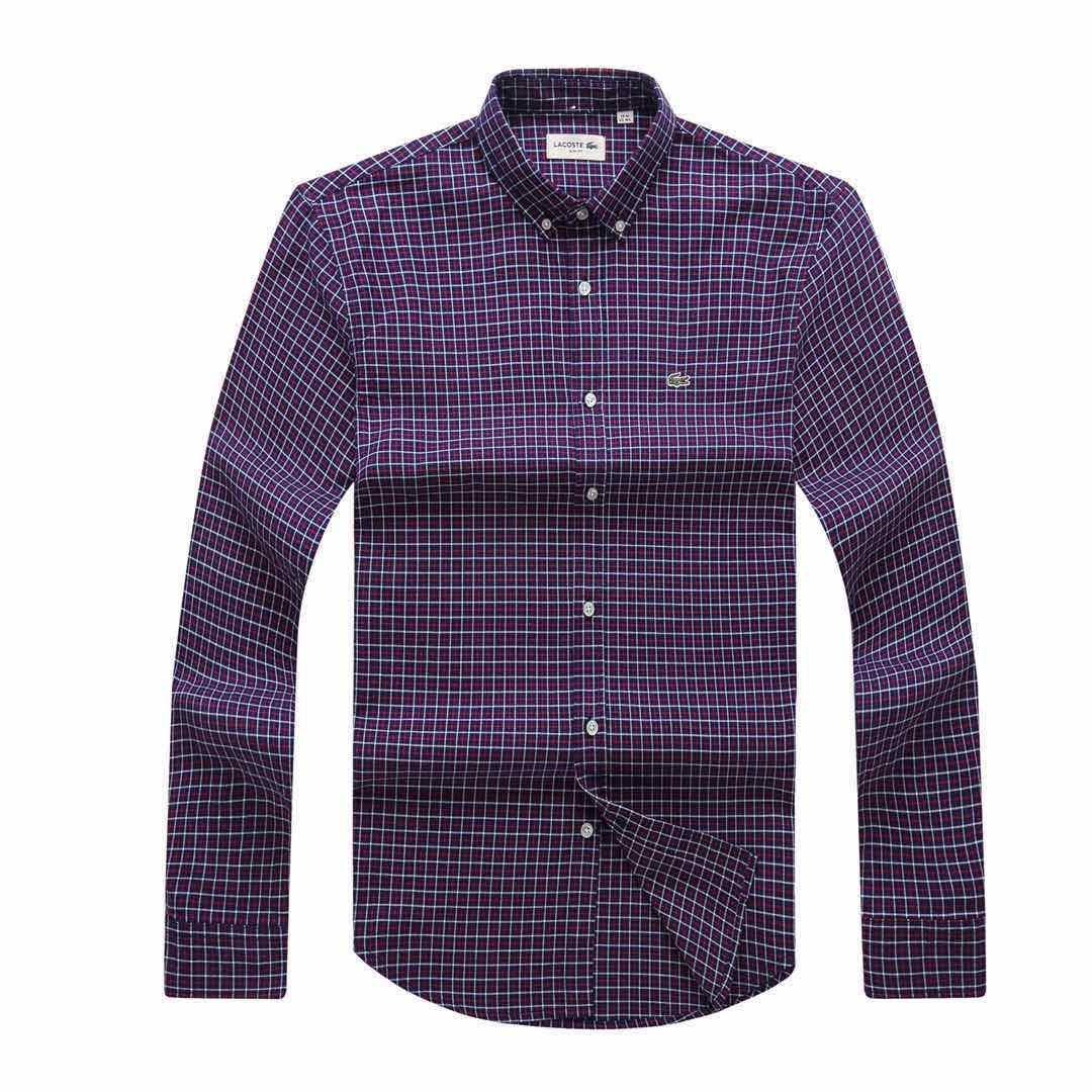 Lacoste Men's Slim Fit Cotton Twill Checkered Shirt - Obeezi.com