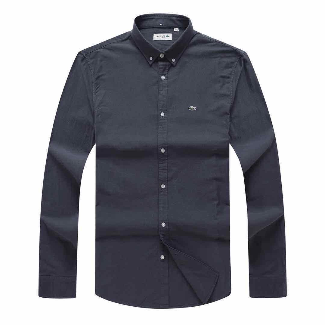 Lacoste Men's Slim Fit Soft Cotton Long Sleeved Shirt- Blue - Obeezi.com