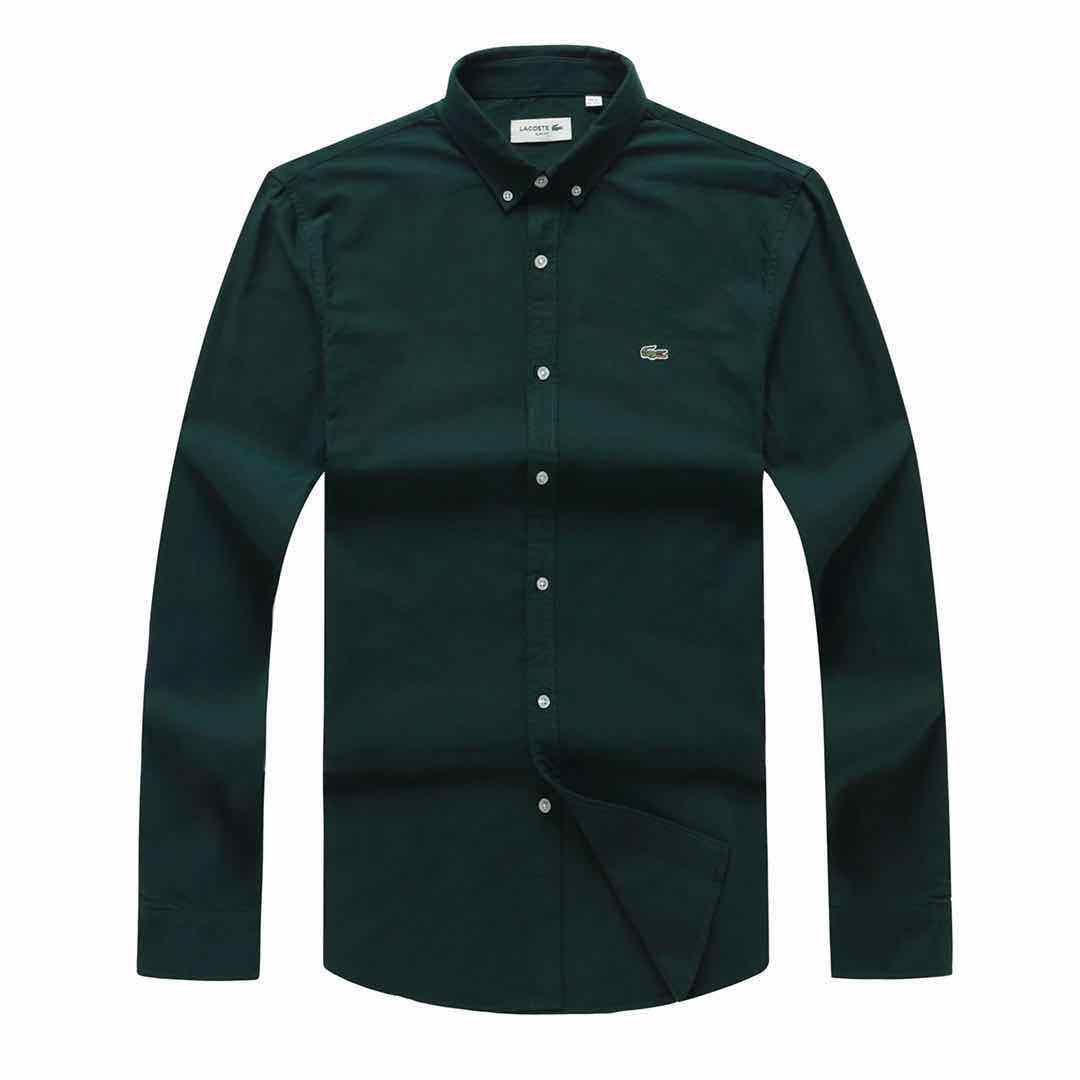 Lacoste Men's Slim Fit Soft Cotton Long Sleeved Shirt- Green - Obeezi.com