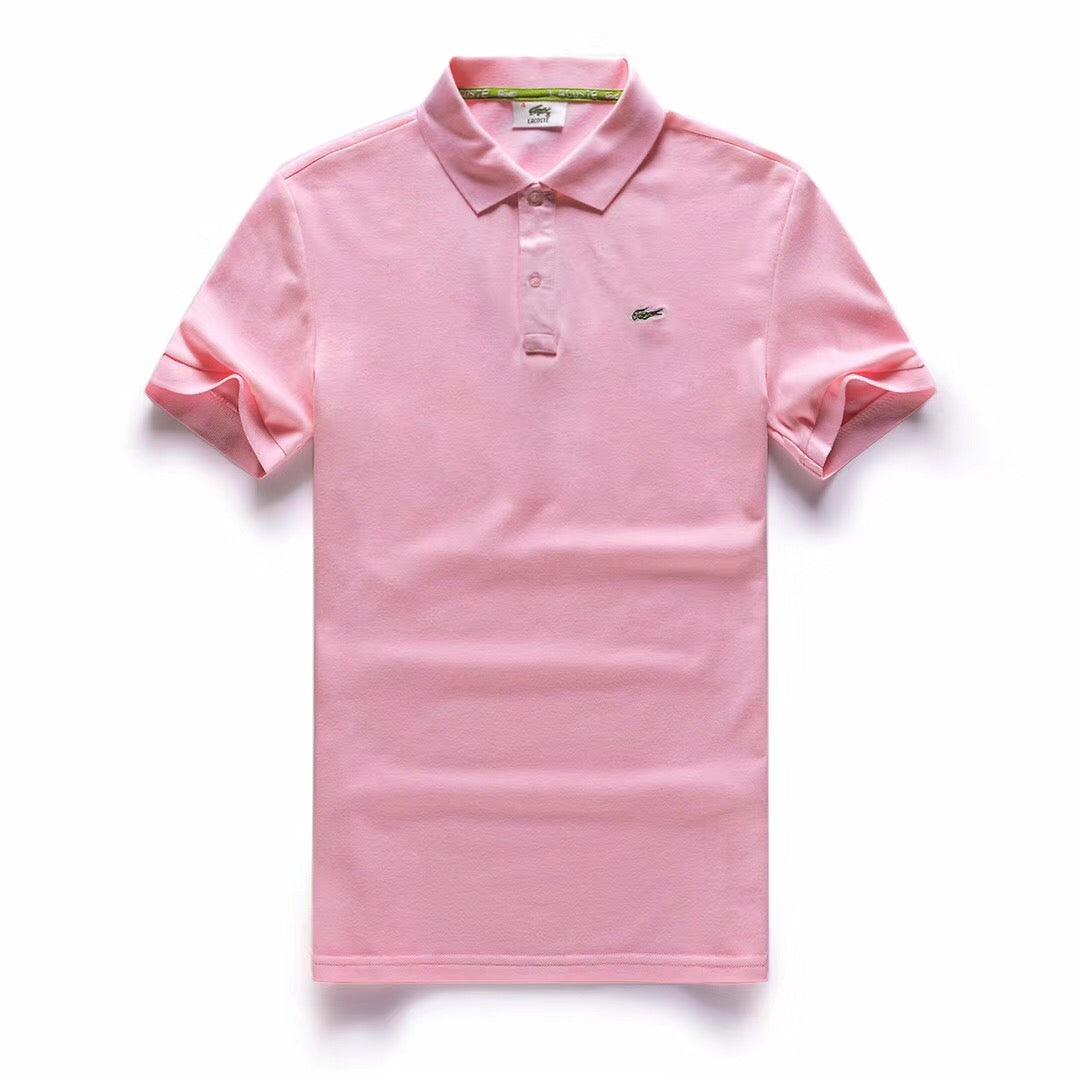 LACOSTE Plain Polo Shirt- Pink - Obeezi.com
