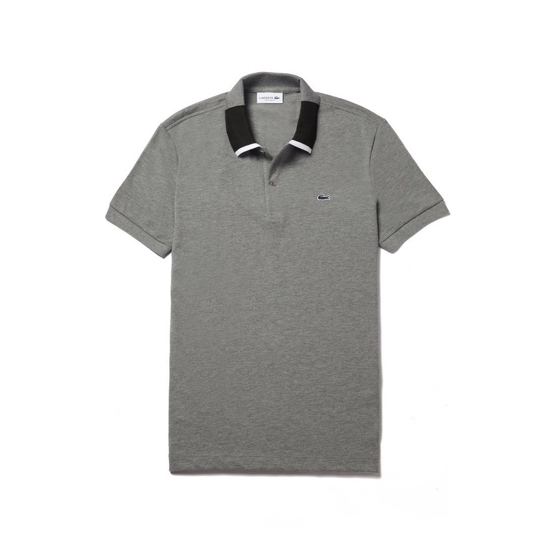 Lacoste Plain Polo Shirts With Crested Logo-Ash - Obeezi.com