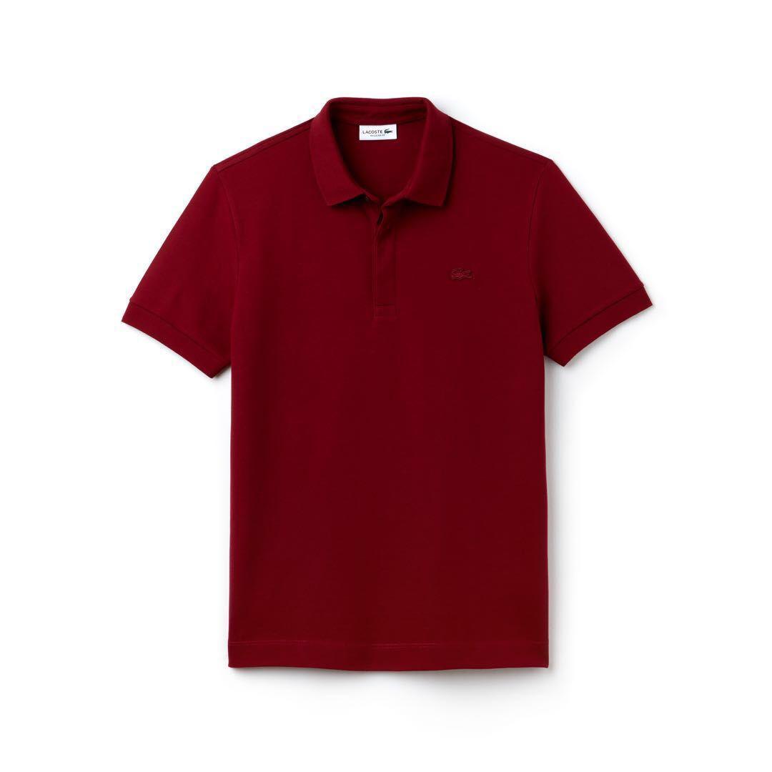 Lacoste Plain Polo Shirts With Crested Logo-Wine - Obeezi.com