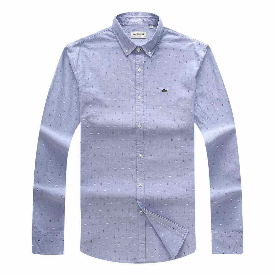 Lacoste Slim Fit Cotton Long Sleeve Shirt- Blue - Obeezi.com