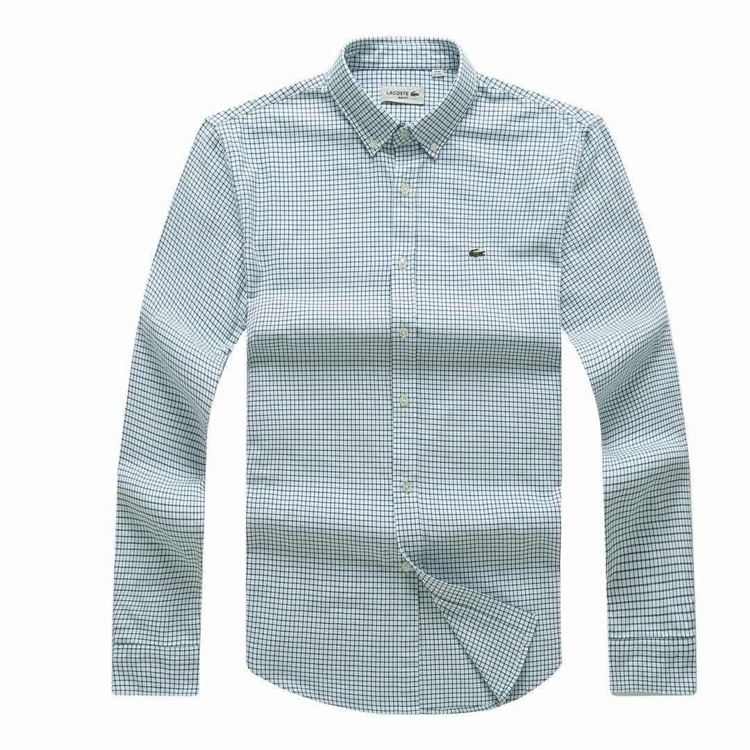 Lacoste Slim Fit Tiny Blocks Designed Long Sleeve Shirt- Green - Obeezi.com