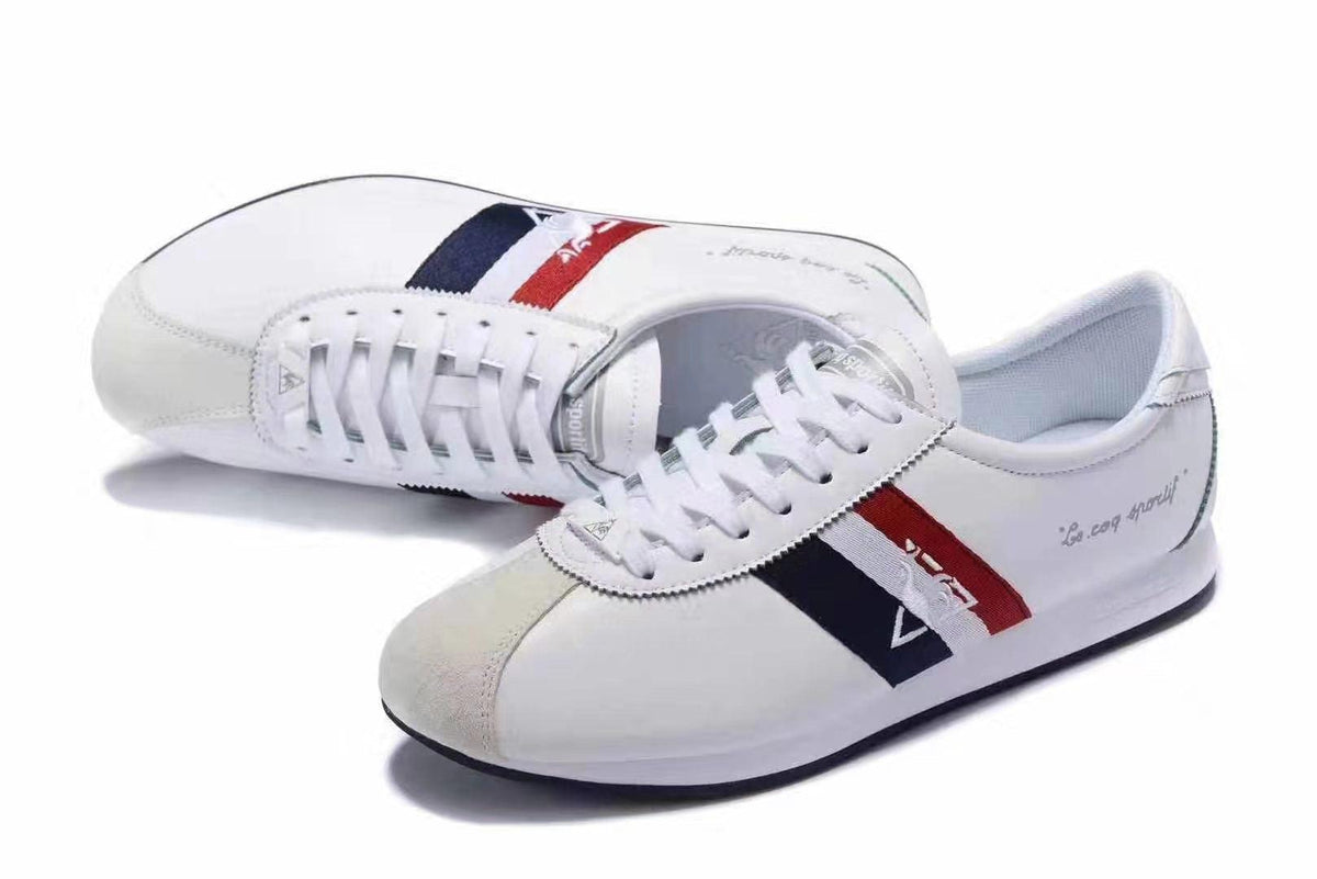 Le Coq Sportif Low Craft With Blue White And Red Straps-White - Obeezi.com