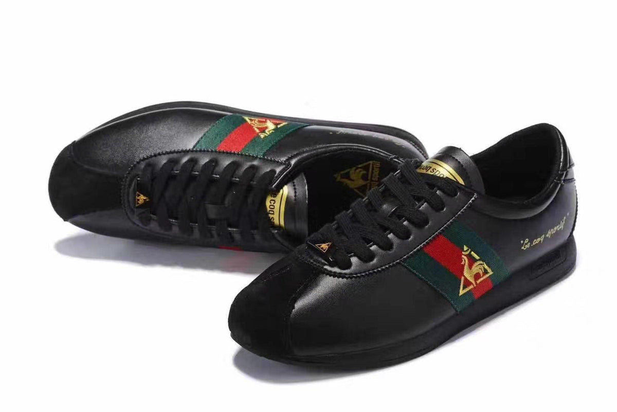 Le Coq Sportif Low Craft With Green And Red Straps-Black - Obeezi.com