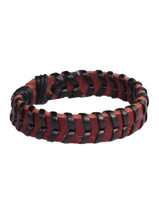 Leather Bracelet Bangle Cuff Rope Black Adjustable Surfer Wrap -Brown - Obeezi.com