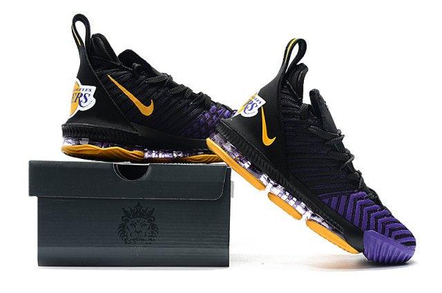 LeBron 16 King Lakers Black Gold Purple Men's Basketball Shoes - Obeezi.com