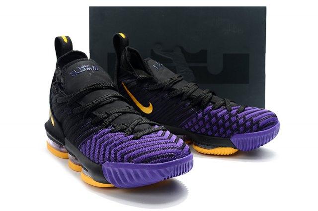 LeBron 16 King Lakers Black Gold Purple Men's Basketball Shoes - Obeezi.com