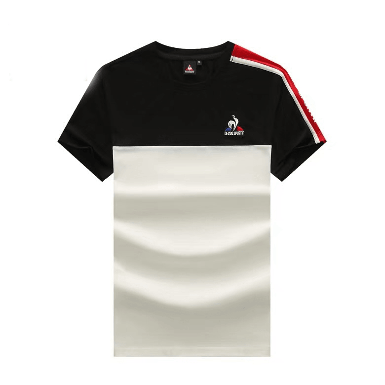 Lecoqsport Regular Fit Organic Cotton T-Shirt- Black White - Obeezi.com