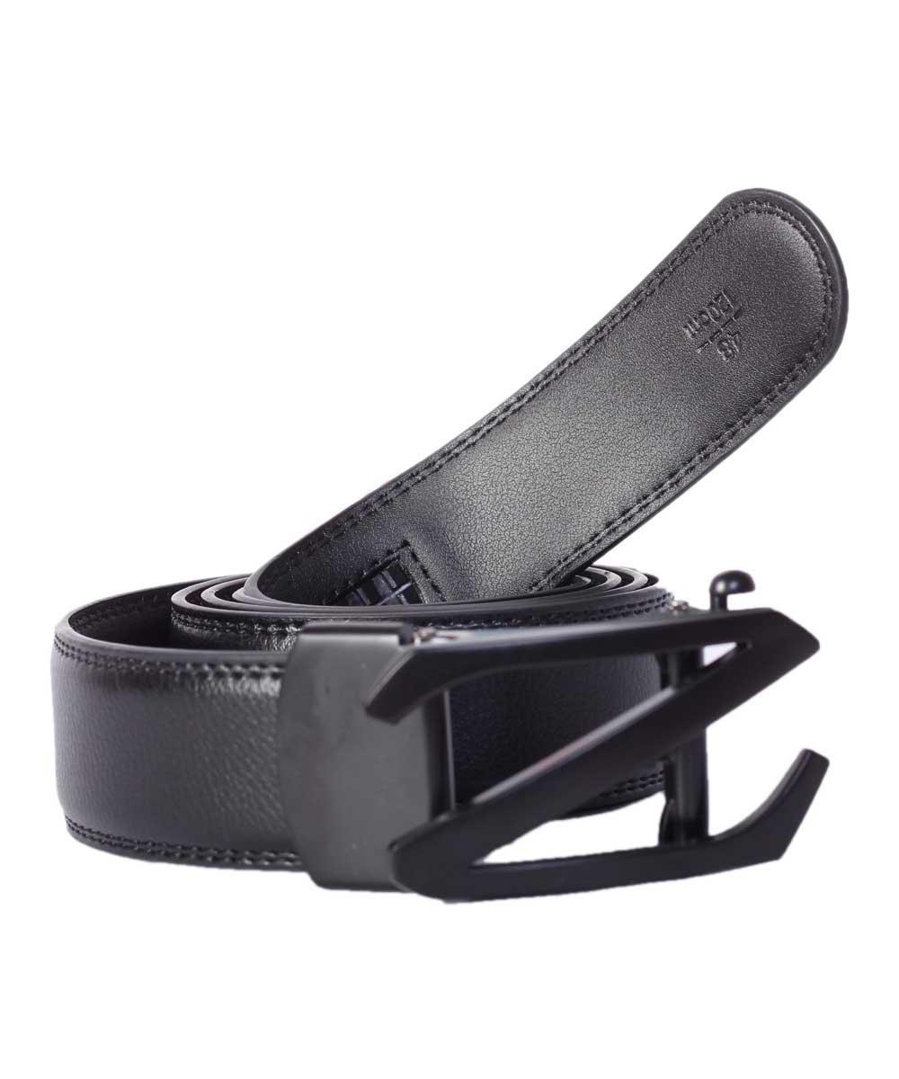 LFMB plain Black Leather Buckle Men Belt - Obeezi.com
