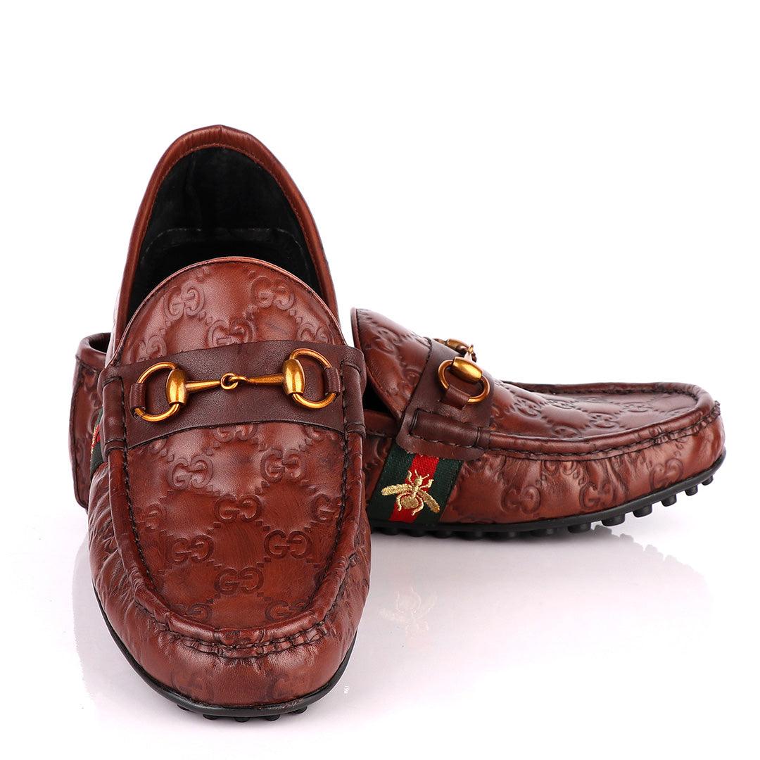 Logo Crested Brown Leather Drivers - Obeezi.com