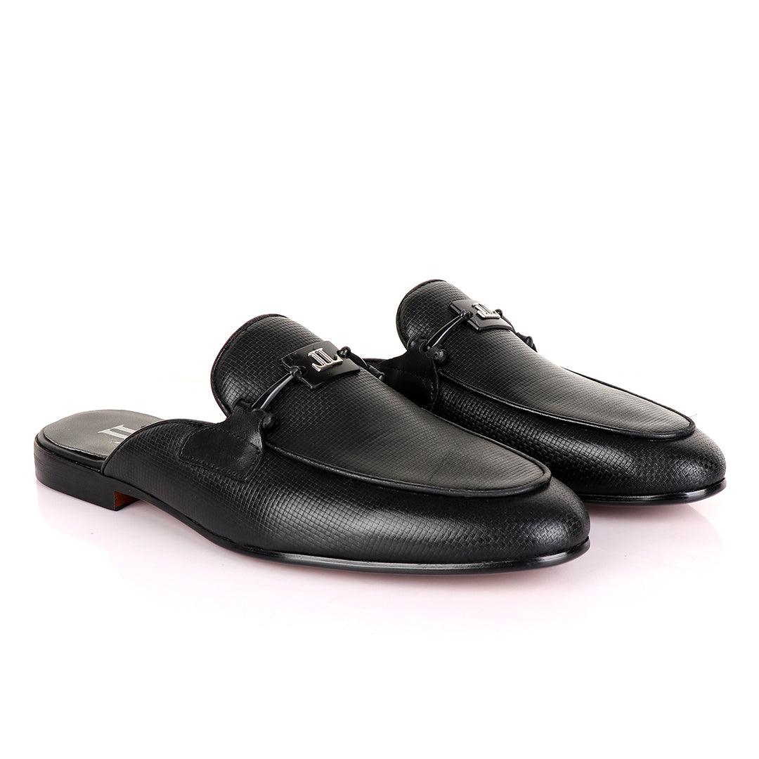 LoriBlu Classic Mole Black Half Leather Shoe - Obeezi.com