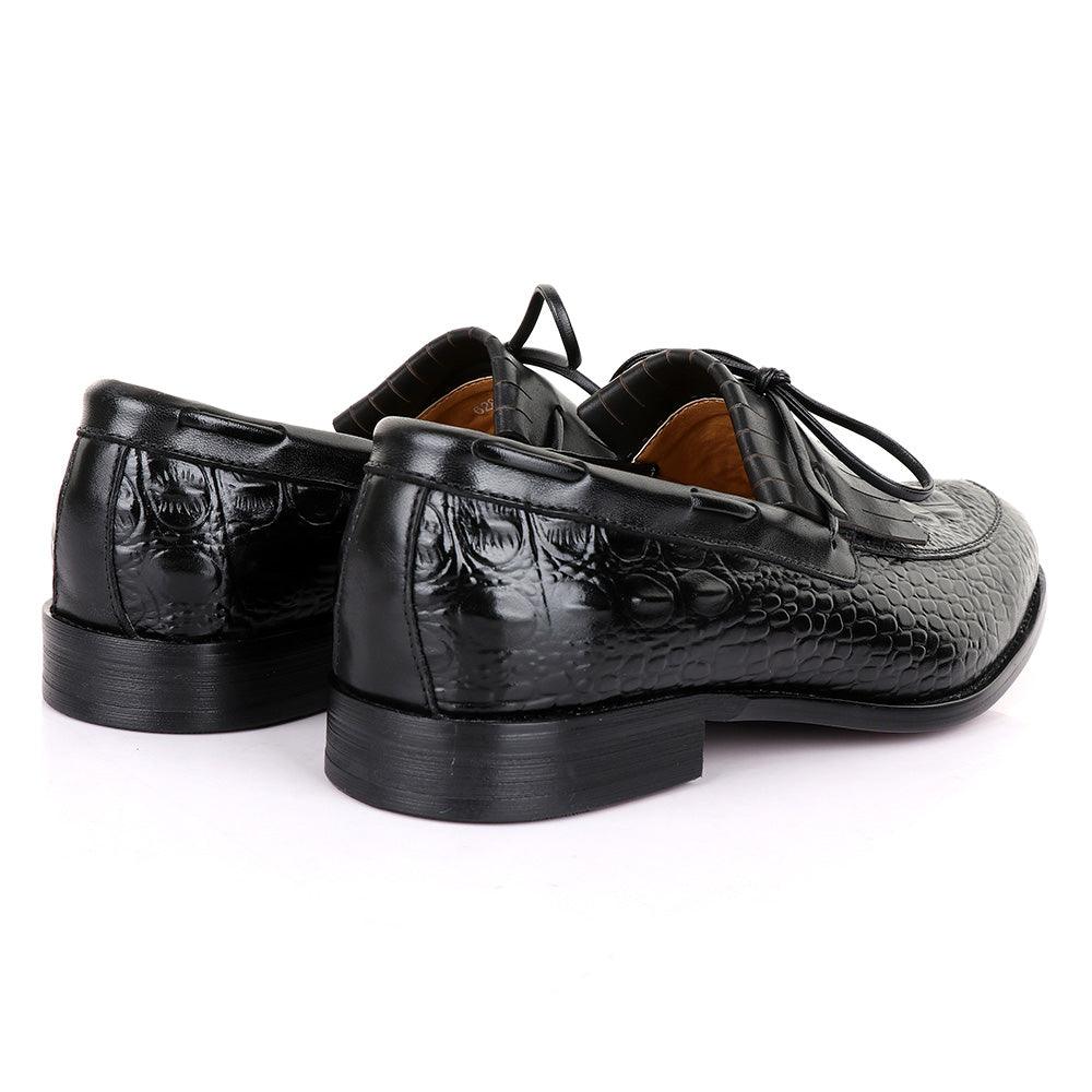 LoriBlu Exotic Croc Lashes Black Leather Shoe - Obeezi.com