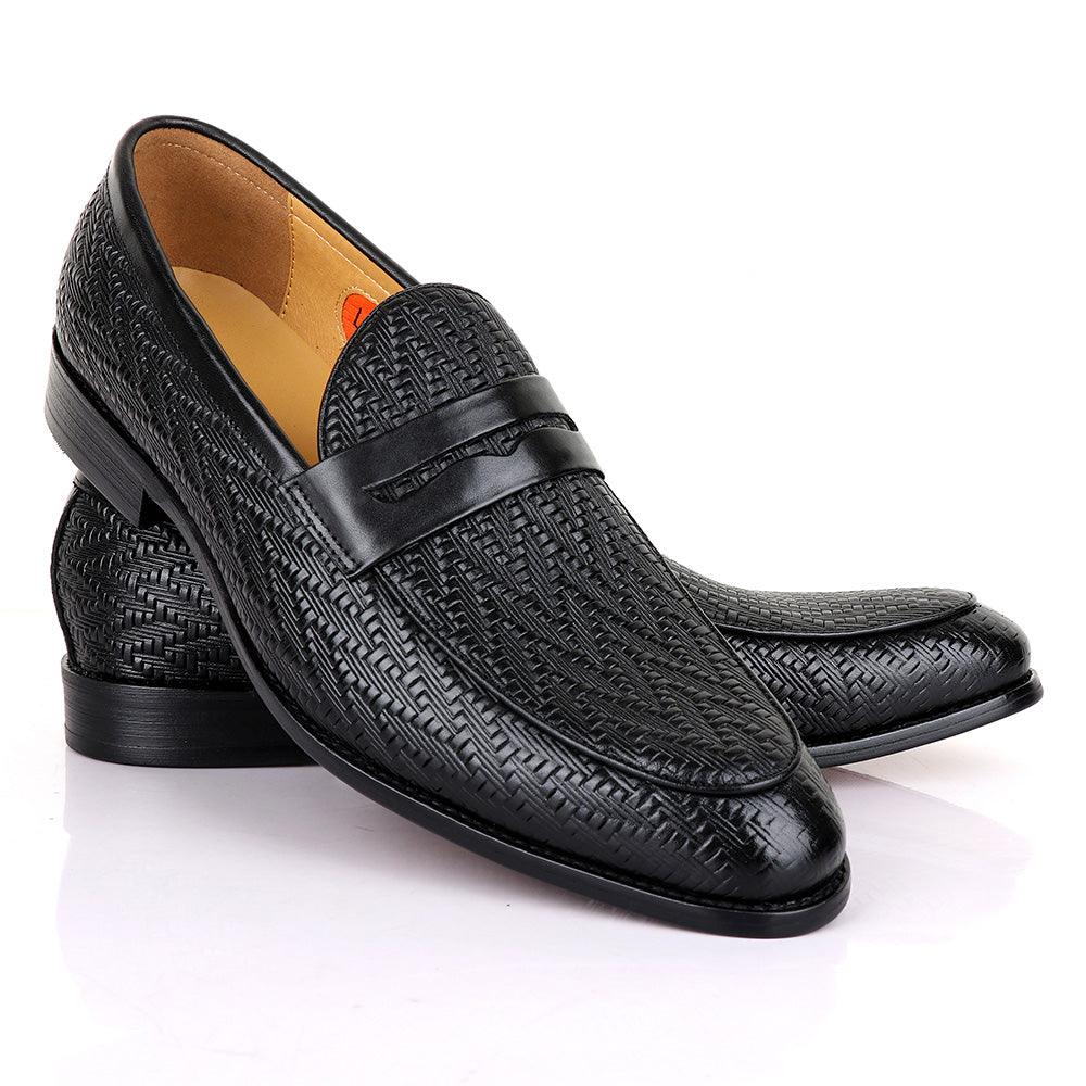 LoriBlu Pattern Black Formal Leather Shoe - Obeezi.com