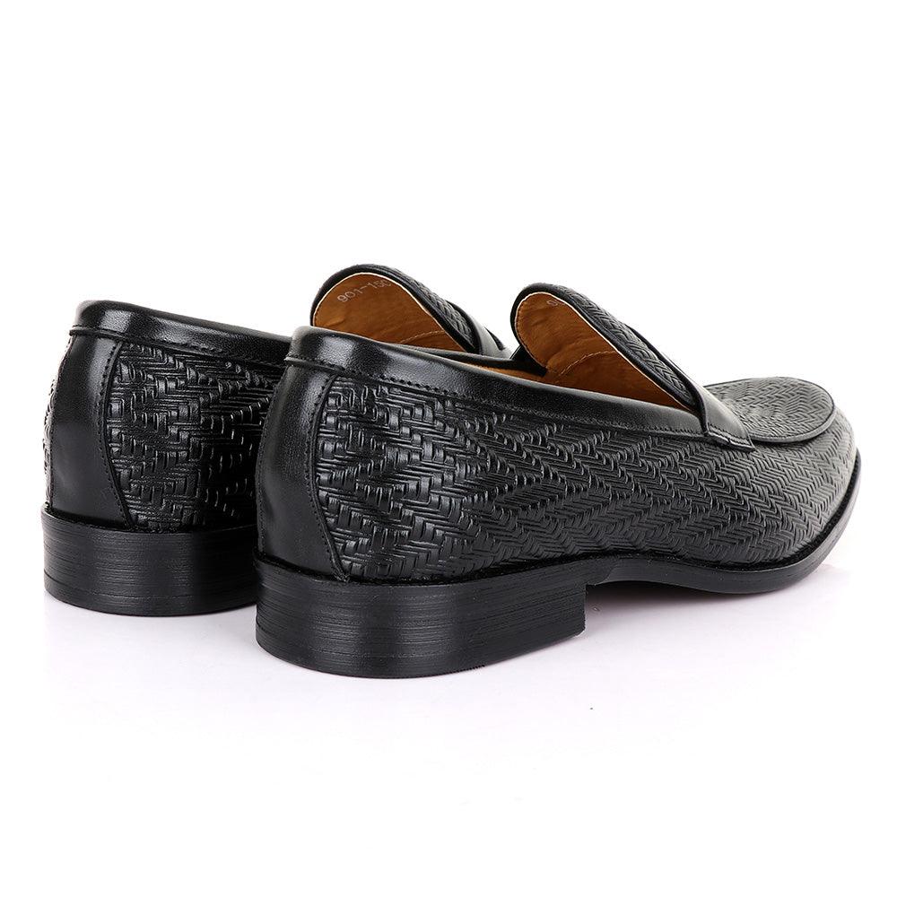LoriBlu Pattern Black Formal Leather Shoe - Obeezi.com