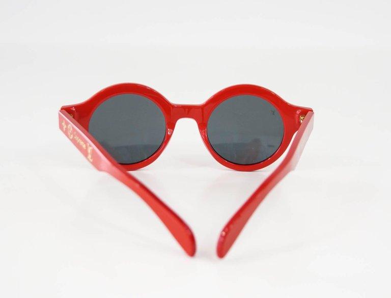 Louis Vuitton Supreme X Ltd Ed Round Red Downtown Sunglasses - Obeezi.com