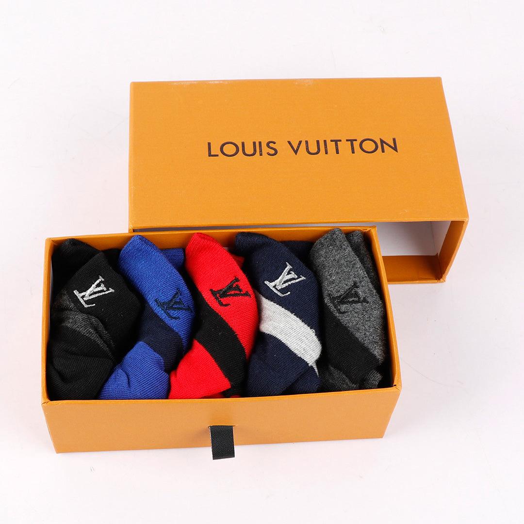 Louis Vutton 5 In 1 Black Red Royal Blue Ash Navyblue Socks - Obeezi.com