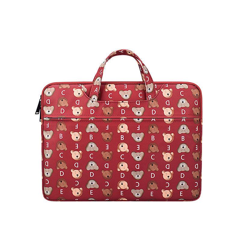 Lovely Baby Bear Pattern Laptop Bag- Red - Obeezi.com