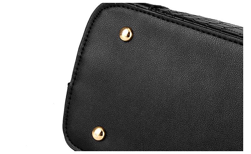 Luxury Designer Black Croc Tote 2 In 1 Handbag - Obeezi.com